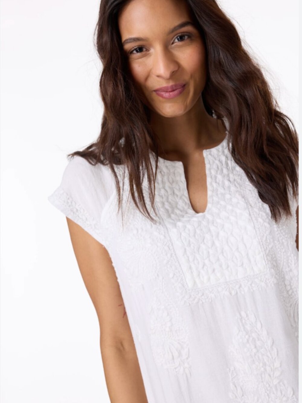 Roller Rabbit Faith Top-Embroidered White Cotton Top Size XS
